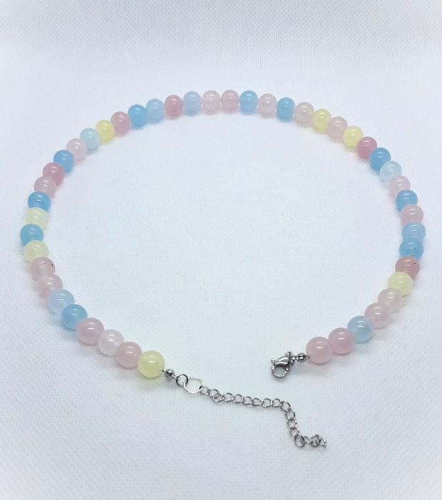 Set colier si cercei din agate - pastel mix