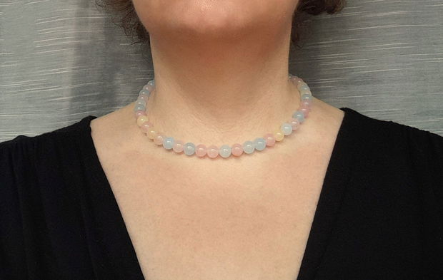 Set colier si cercei din agate - pastel mix