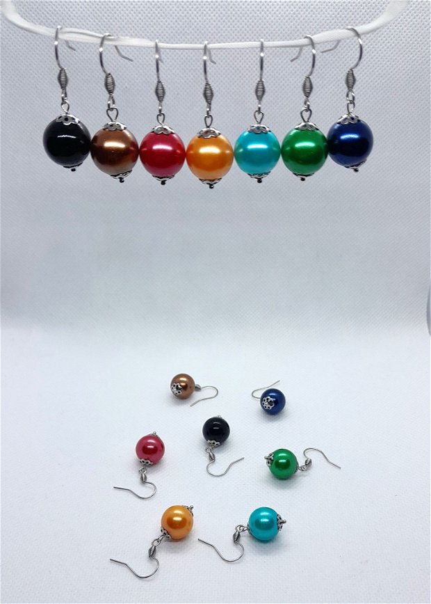 Set cercei din perle de sticla - mix culori