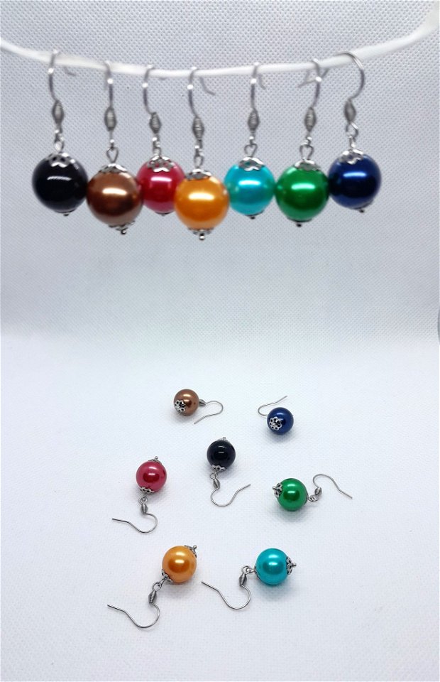 Set cercei din perle de sticla - mix culori