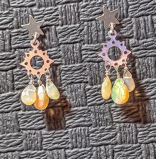 Cercei argint opal de foc etiopian baza cercei argint stele candelabru briolete boho chic trendy - Transport gratuit
