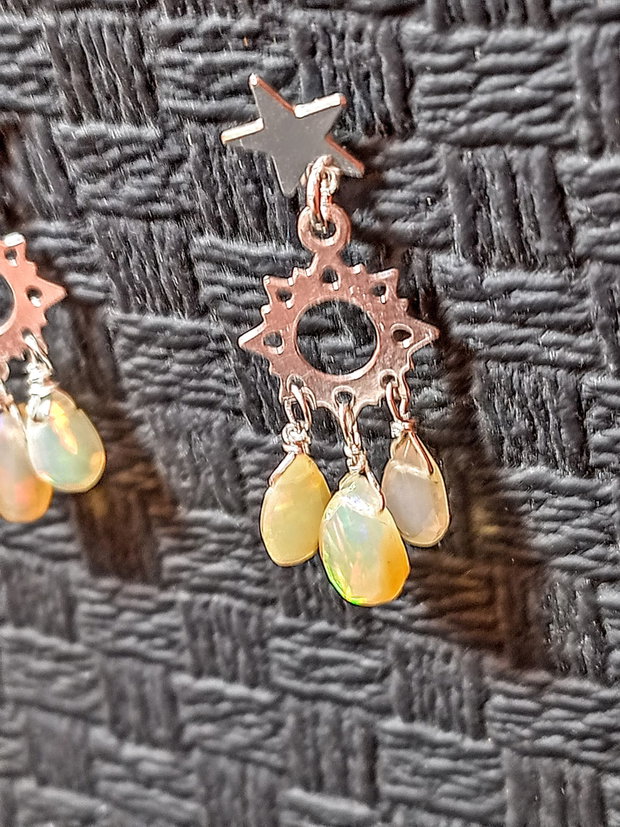 Cercei argint opal de foc etiopian baza cercei argint stele candelabru briolete boho chic trendy - Transport gratuit