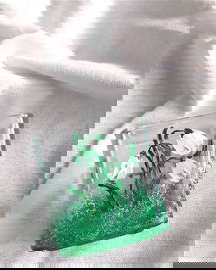 Suport lumanare din sticla pictat manual cu ghiocei