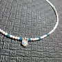 Colier argint piatra lunii apatit  mini charm boho chic trendy minimalist - Transport gratuit