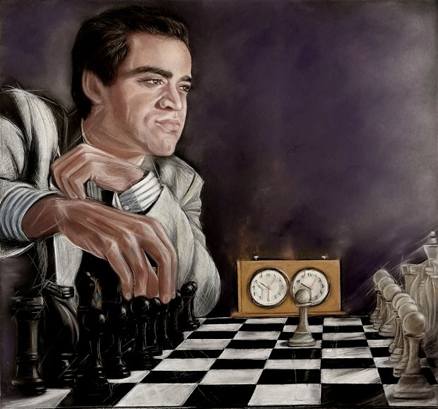 Tablou Portret Garry Kasparov cu semnătura originala