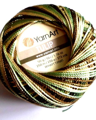 Bobina Yarn Art Tulip degrade verde kaki inchis, vernil inchis si galben
