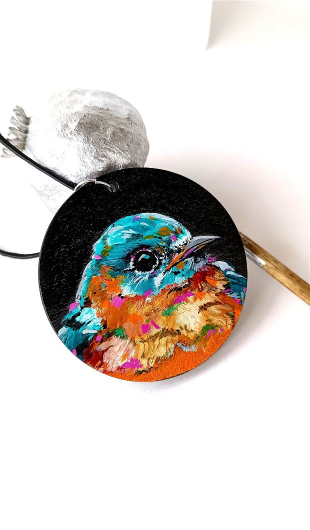 Pandantiv "Blue Robin" - Birds Collection