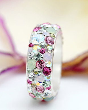 Inel Swarovski tip verighita / Pastel / Argint 925