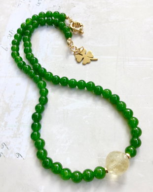 Colier CHOKER Jad verde & citrin