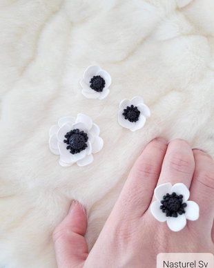 Set (Cercei, brosa, Inel reglabil): Anemone
