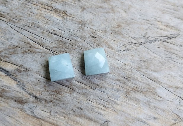 Cabochon acvamarin fatetat, aprox 10x10x4.5 mm (2 buc)