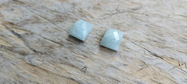 Cabochon acvamarin fatetat, aprox 10x10x4.5 mm (2 buc)