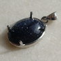 Pandantiv Blue Goldstone in rama de argint .925 placat cu rodiu