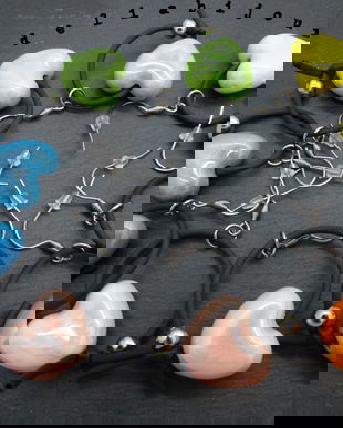 Cercei statement handmade - contemporan -inimi ceramica (cod978)