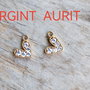 Inimioare argint aurit, cu zirconii, 11x8 mm