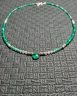 Colier argint onix verde agata verde brioleta gradient degrade minimalist boho chic trendy - Transport gratuit