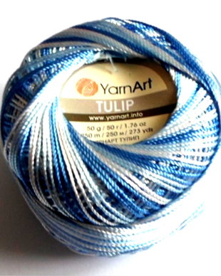 Ghem Yarn Art Tulip degrade albastru, blue si alb
