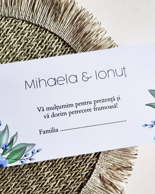 Plic dar nuntă. Plic dar cu flori albastre