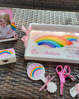 Set tava si accesorii tema curcubeu fetita