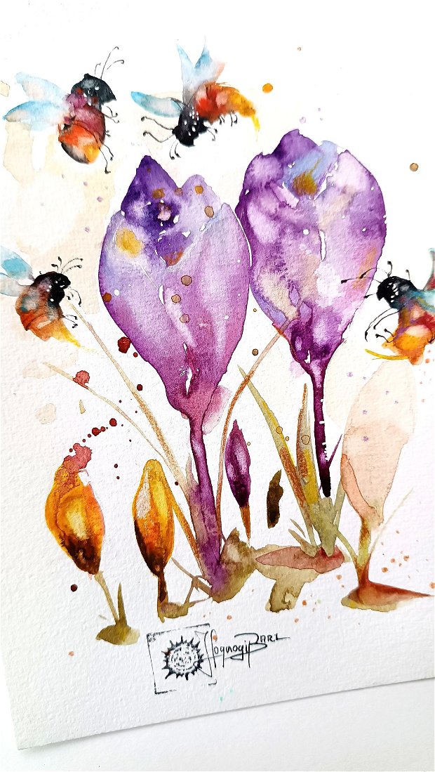 Tablou Spring Vibes - Studiu Botanic. Pictura Originala în Acuarelă. Floral Nature And Colors Collection