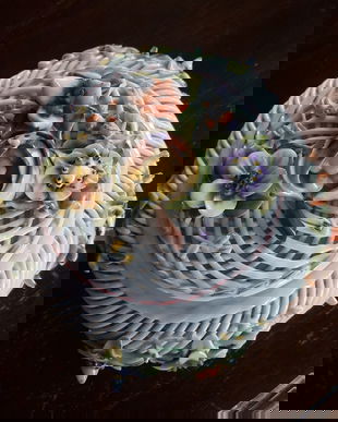 SPLENDIDA BOMBONIERA VINTAGE PORTELAN DECOR FLORAL