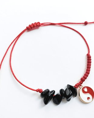 BRATARA CU ONIX NEGRU SI PANDANTIV YIN YANG AURIU - PROTECTIE