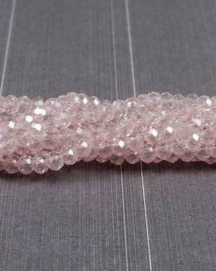 Cristale din sticla, rondelle, 2.5x2 mm, lucioase, roz-A034-T-A03