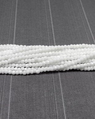 Cristale din sticla, rondelle, 2.5x2 mm, opace, albe-H021-08