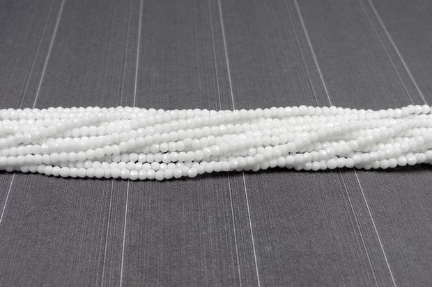 Cristale din sticla, rondelle, 2.5x2 mm, opace, albe-H021-08