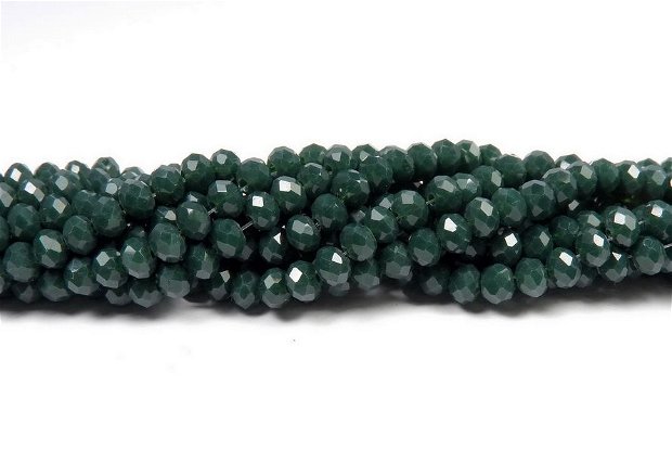 Cristale din sticla, rondelle, 2.5x2 mm, opace, verde inchis-A034-P-D12