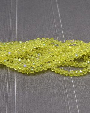 Cristale din sticla, rondelle, 2.5x2 mm, electroplacate, AB, galben deschis-A034-T-L28