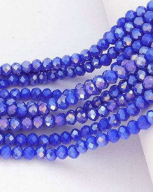 Cristale din sticla, rondelle, 2.5x2 mm, opace, AB, albastre-B07