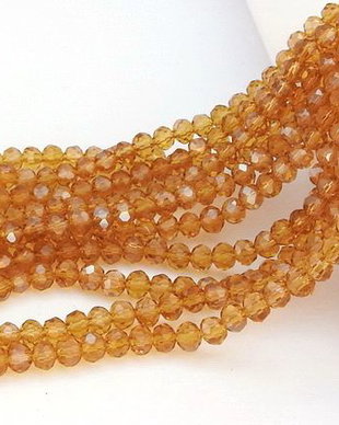 Cristale din sticla, rondelle, 2.5x2 mm, AB, maro deschis-B05
