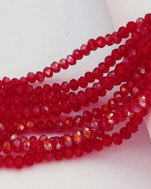 Cristale din sticla, rondelle, 2.5x2 mm, AB, rosu inchis-B07