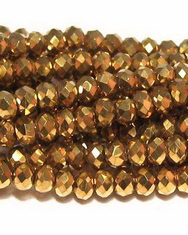 Cristale din sticla, rondelle, 2.5x2 mm, electroplacate, aurii