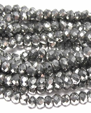 Cristale din sticla, rondelle, 2.5x2 mm, electroplacate, argintii