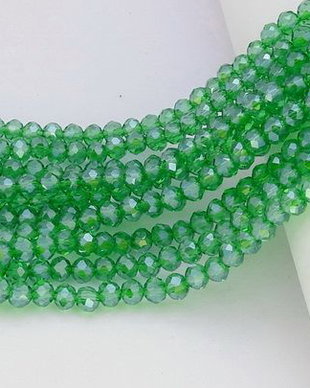 Cristale din sticla, rondelle, 2.5x2 mm, verzi