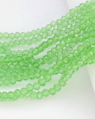 Cristale din sticla, rondelle, 2.5x2 mm, verde deschis-A15