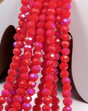 Cristale din sticla, rondelle, opace, 2.5x2 mm, opace, AB, rosii-A034-L21