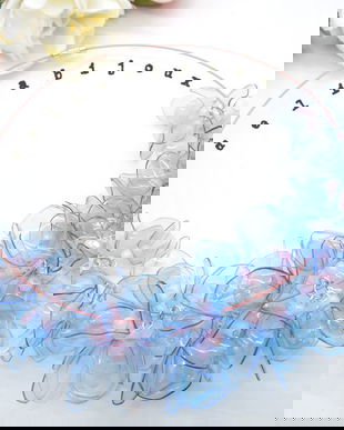 Colier statement handmade unicat - PET-uri (plastic) reciclate - flori (cod986)