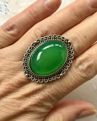 Inel vintage Agata verde