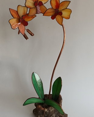 Decoratiune orhidee din sticla