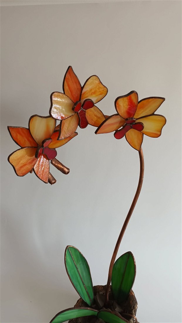 Decoratiune orhidee din sticla