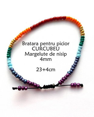 Anklet-Bratara glezna*Margelute nisip*Bratara reglabila