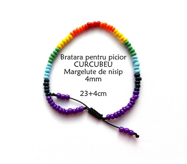 Anklet-Bratara glezna*Margelute nisip*Bratara reglabila