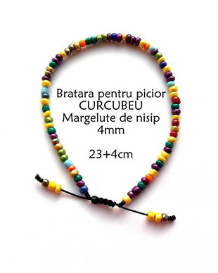 Anklet-Bratara glezna*Margelute nisip*Bratara reglabila