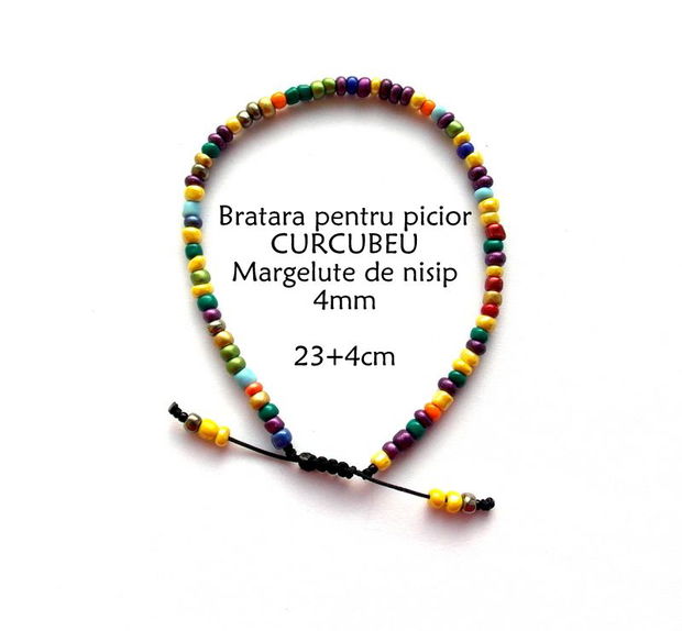 Anklet-Bratara glezna*Margelute nisip*Bratara reglabila