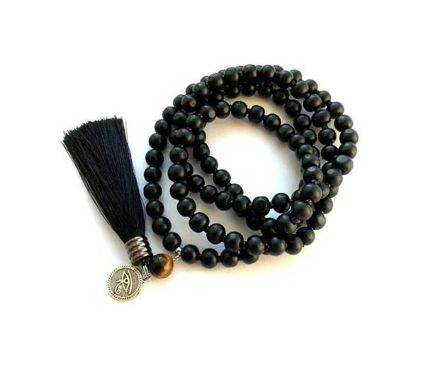 Colier Mala 108+1*Lemn+OchiDeTigru*Leu*Meditatie si rugaciune