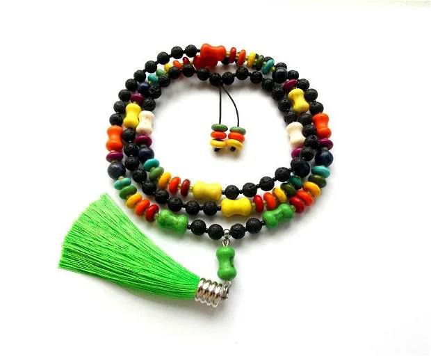 Colier Mala 108+1*Howlit+LapisLazuli+Lava*Meditatie si rugaciune