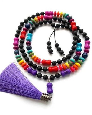 Colier Mala 108+1*Howlit+LapisLazuli+Lava*Meditatie si rugaciune